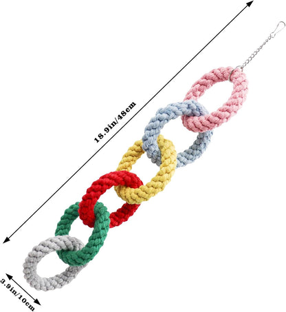 Sugar Glider Hanging Toy - Colorful 6-Ring Climbing & Swing Set for Cages, Cage Accessories for Small Animals Birds Parrots Parakeets Cockatiels Ferrets Hamsters Rats