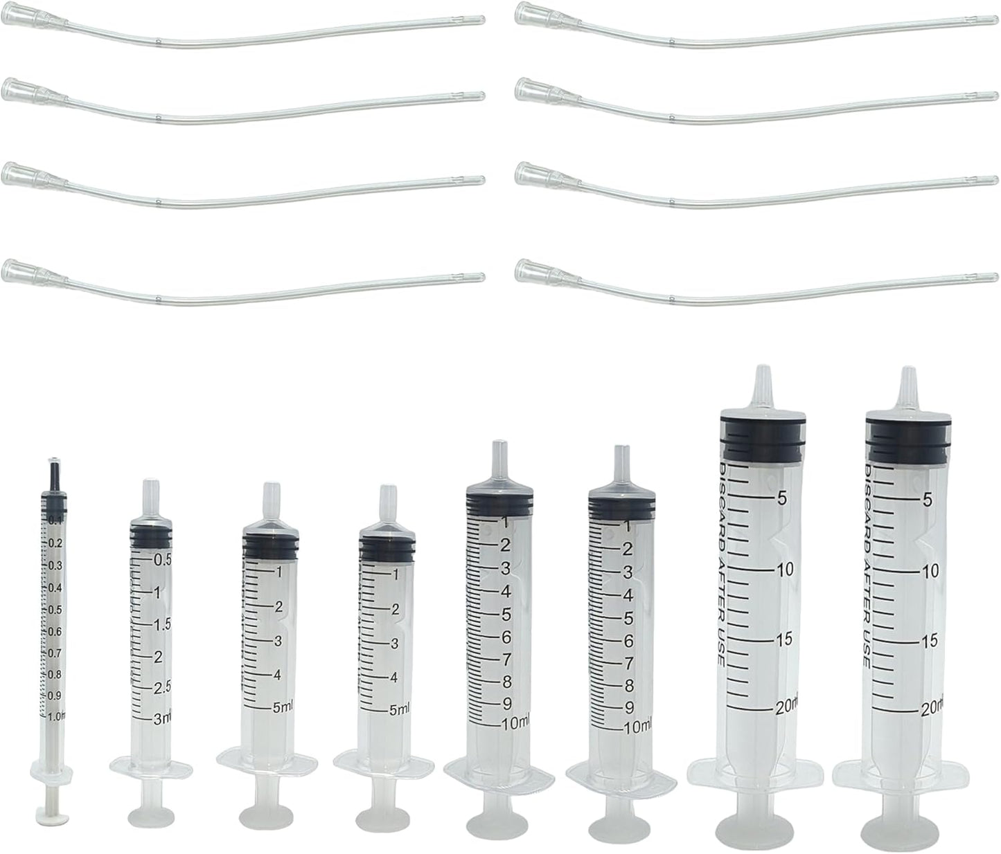 8Pcs Pet Bird Parrot Milk Syringe Set, Hand Feeding Syringe with Soft Tubes (1ml+3ml+5ml+10ml+20ml)