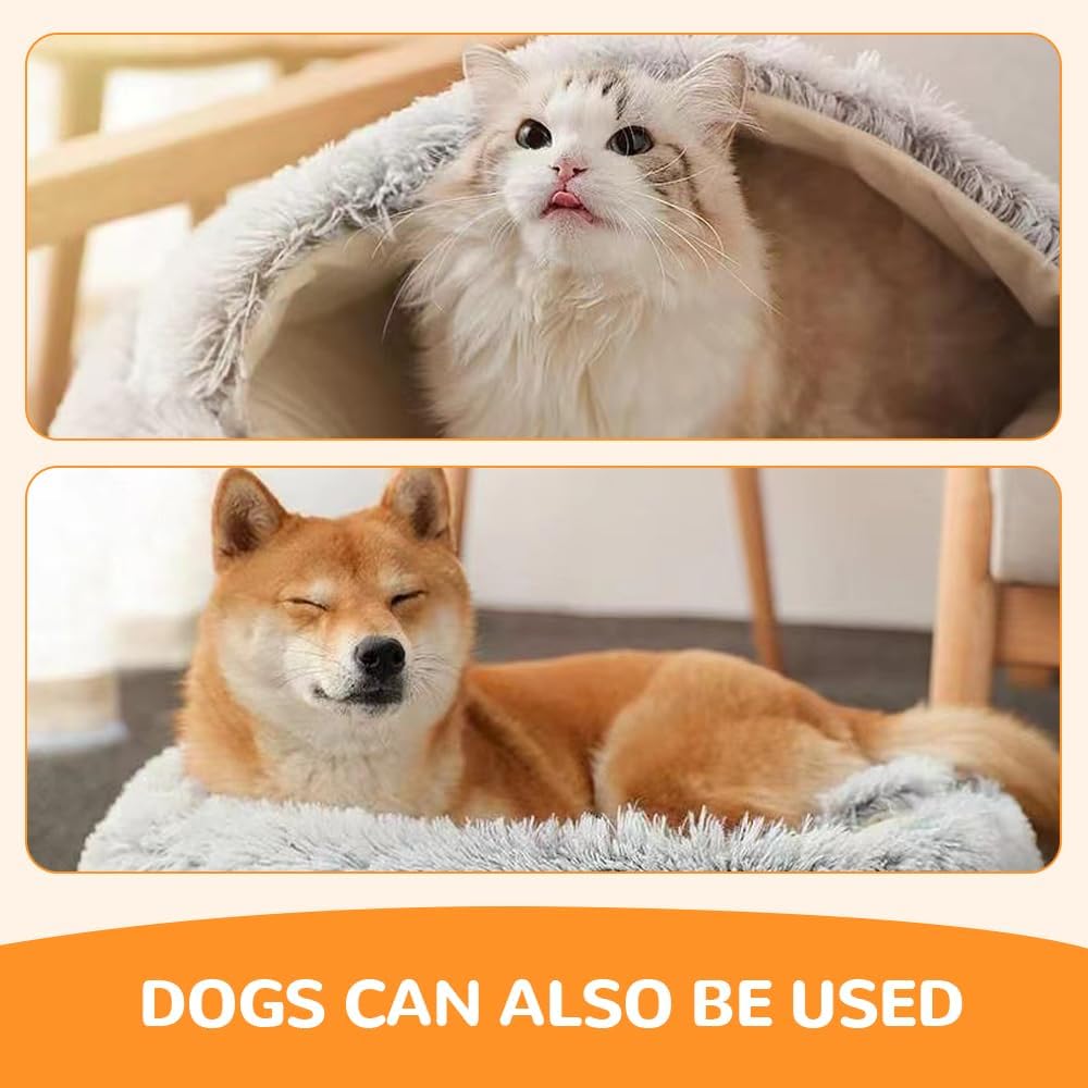 Lapcatz Nest Bed, 2026 Upgraded Cat Beds for Indoor Cats, Portable Fluffy Pet Bed, Durable Covered Cat Bed for Indoor Use, Soft Puppy Bed for Pet Owners (Coffee, Small)