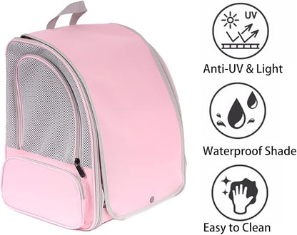 Bird Carrier Backpack with Wooden Stand Perch, Bird Travel Carrier Backpack (Pink, Bird Backpack)