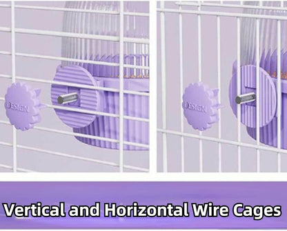 Bird Feeder for Cage – No Mess Feeder & Water Dispenser, Easy to Install and Clean, Semi-Enclosed Design Prevents Splashing (Pink)