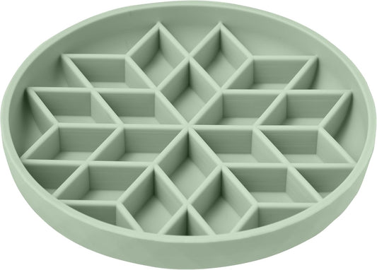 OHMO Slow Feeder Dog Bowls(Sage Green, 7.3") for Medium Small Large Breeds, Non-Slip Slow Feeder Cat Bowl with Suction Cup, Durable Food-Grade Silicone, Anti-Chocking and Anti-Bloat