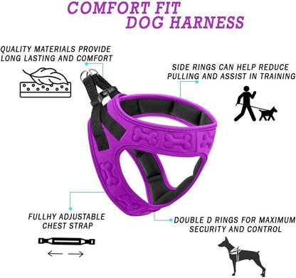 Comfort fit Step-in Dog & Puppy Harness - Comfortable All Weather Dog Vest Harness: Adjustable, Soft Padded, Easy to Put-on for Small, Medium-Sized Dogs.