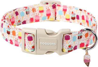 DOGWONG Summer Dog Collar, Popcile Dog Collar Durable Ice Cream Pet Dog Collars Cute Summer Beach Puppy Necklace for Small Medium Large Dogs