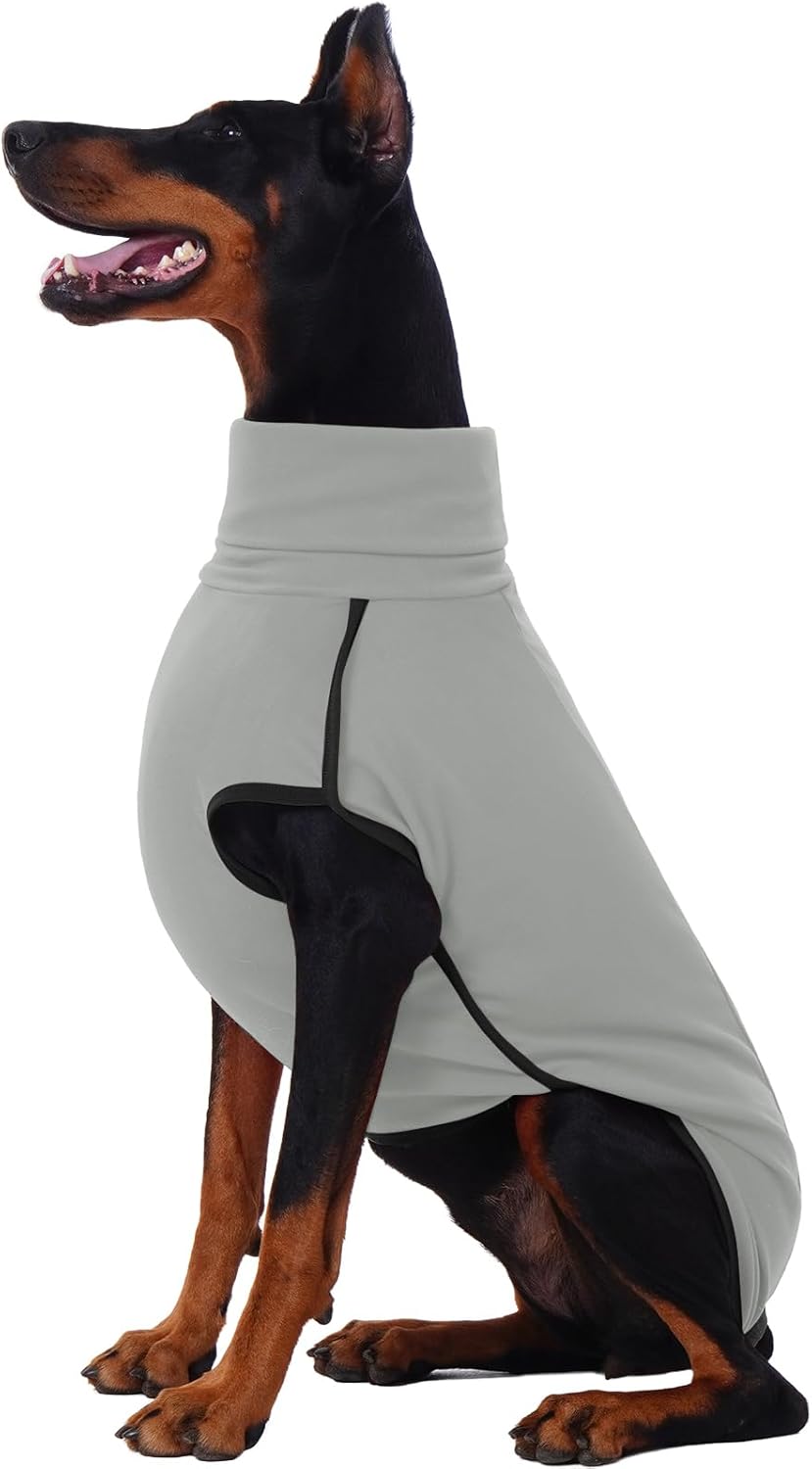 ROZKITCH Dog Winter Coat Soft Pullover Pajamas, Pet Windproof Warm Cold Weather Jacket Vest Cozy Jumpsuit Apparel Outfit Clothes for Walking Sleep Grey 2XL