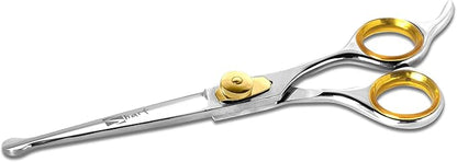Sharf Dog Grooming Scissors, Gold Touch 7.5 Inch Straight Sharp Professional Pet Grooming Shear with Safety Round Tip, Ball Point for Safe and Easy Use for Cat or Dog Grooming