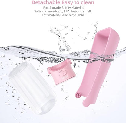 Portable Dog Water Bottle for Walking 19 OZ or 12 OZ Portable Pet Water Bottles for Puppy Small Medium Large Dogs Water Dispenser Pet Water Bowl Dog Accessories(19OZ Pink)