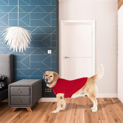 BINGPET Thermal Knitted Dog Sweater for Small Medium Large Dogs,Winter Dog Cat Coat Warm Sweartershirts Outfits,Classic Cable Knit Turtleneck Pullover Dog Jumper Coat Warm Sweartershirts