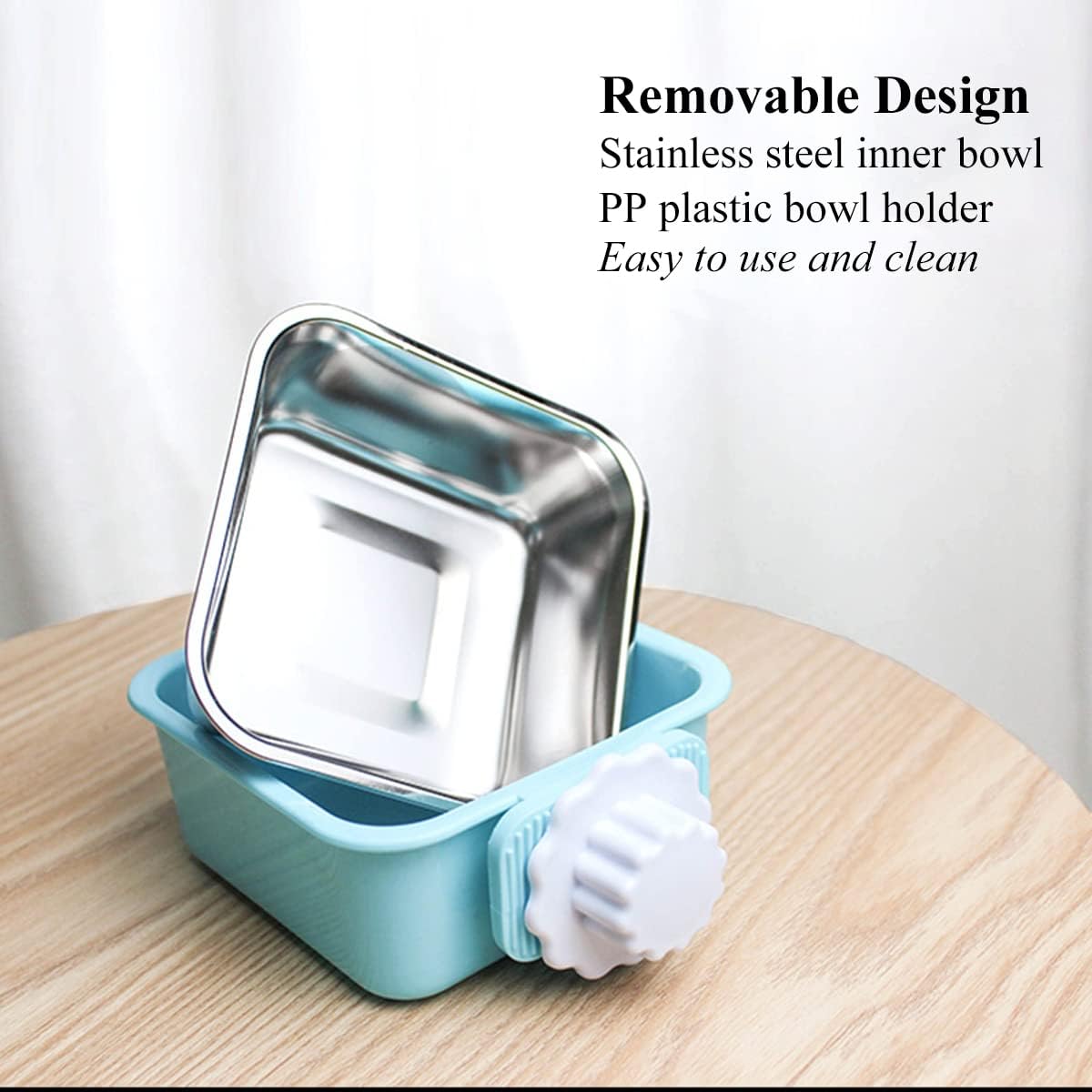 Dog Crate Bowl for Cage, Detachable Stainless Steel Pet Food Bowls, Hanging Anti-overturning Water Feeder Container Coop Cup for Cat Puppy Birds Rats Guinea Pigs Rabbit Hamster (2PCS)