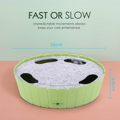 Pawaboo Interactive Toy with Running Mouse, Electronic Motion Cat Toy Automatic Teaser, Pop and Play Hide Seek Cat Toys Hunting Mouse, Mint Green