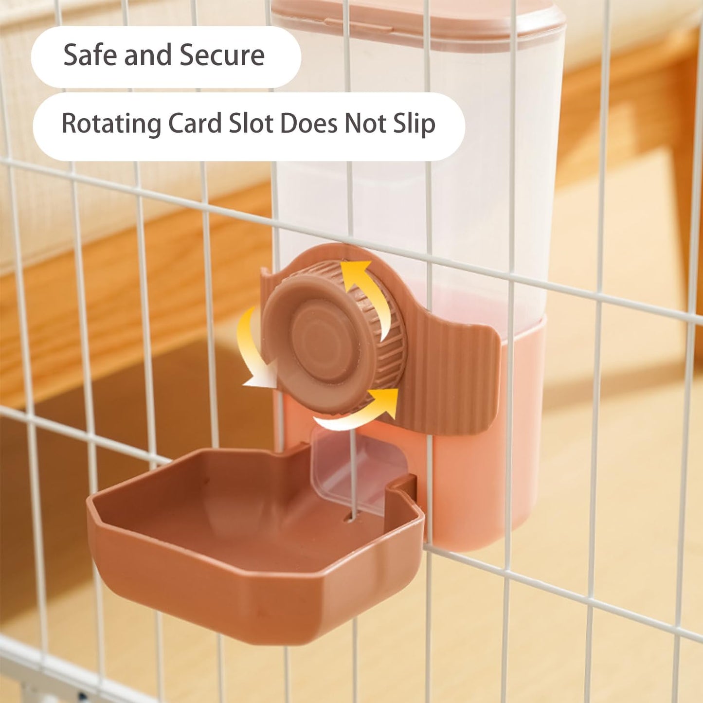 Automatic Gravity Pet Feeder Water Dispenser with Adjustable Hanging Hook - Large Capacity for Small/Medium Animals (Guinea Pigs, Cat, Rabbits, Hedgehogs, Birds) (Pink, 35oz)