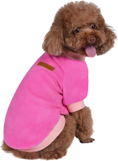 GreenJoy Classic Fleece Dog Sweater – Soft & Warm Stretchy Sweatshirt for Small Dogs & Cats, Cold-Weather Pullover for Everyday Wear (Dark Pink, X-Small)