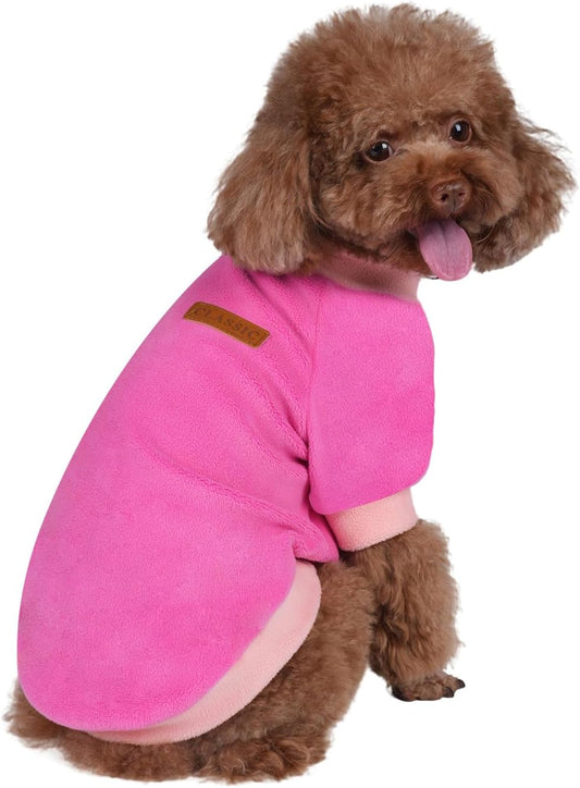 GreenJoy Classic Fleece Dog Sweater – Soft & Warm Stretchy Sweatshirt for Small Dogs & Cats, Cold-Weather Pullover for Everyday Wear (Dark Pink, Large/X-Large)