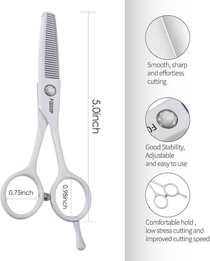 5 in Thinning Shears for Dogs Grooming Face for Small Dogs Eyes Face Paw Professional Small Cat Grooming Scissors(5" Blender,White)