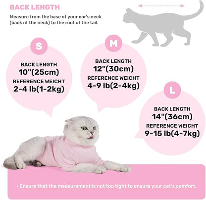 Breathable Cat Recovery Suit for Female/Male, Anti-Licking Kitten Onesie - Cat Surgery Pajamas with Sleeve After Spay, Prevent Shedding, Abdominal Wounds, Skin Diseases or E-Collar Alternative