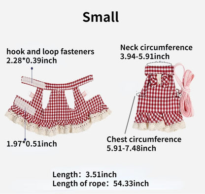Guinea Pig Harness and Leash Plaid Hamster Harness, Adjustable Ferret Harness and Leash Set No Pulling Walking Vest for Ferret Chinchilla and Similar Small Animals (Small,Pink)