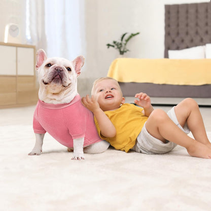 Idepet Dog Fleece Sweater - Soft Puppy & Cat Pullover Sweatshirt - Warm Winter Shirt (Small, Pink)