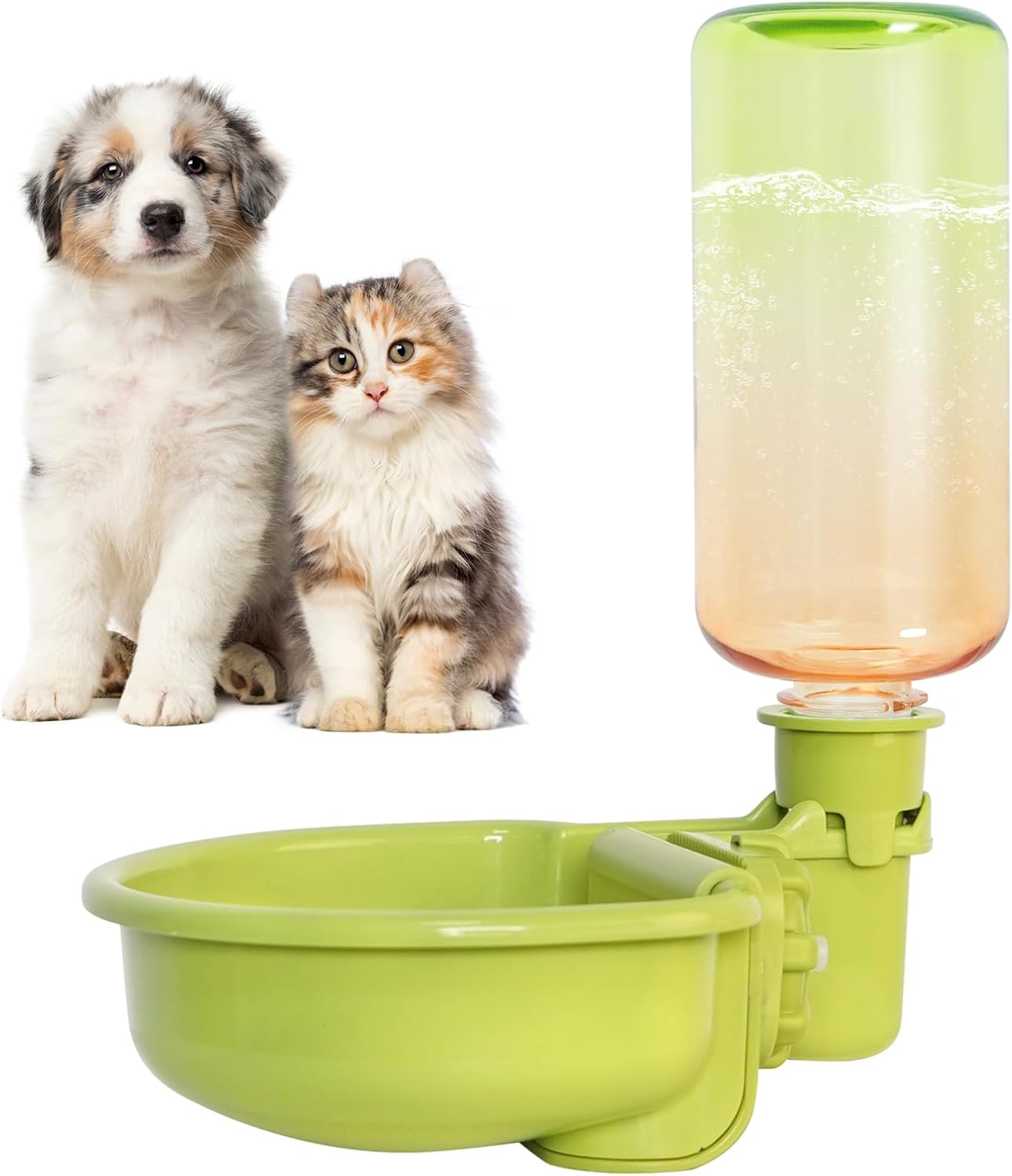 VANNON 16oz Pet Water Bottle, Gravity Dog Water Bowl Dispenser for Cage, Anti-Overflow Water Dispenser for Small Dogs, Cats, Rabbits and Other Small Animals, BPA Free, Gradient Green