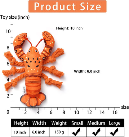 Dog Toys, Dog Plush Toy for Large Breed, Cute Squeaky Dogs Toy with Crinkle Paper, Puppy Chew Toy for Small, Middle, Large Breed (Lobster)