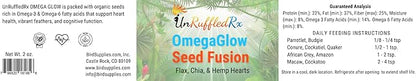 UnRuffledRx™ OmegaGlow for Birds – Supports Feather Growth & Helps Reduce Plucking | Skin & Immune Health with Chia, Flax & Hemp Hearts | 2 oz Shaker Jar