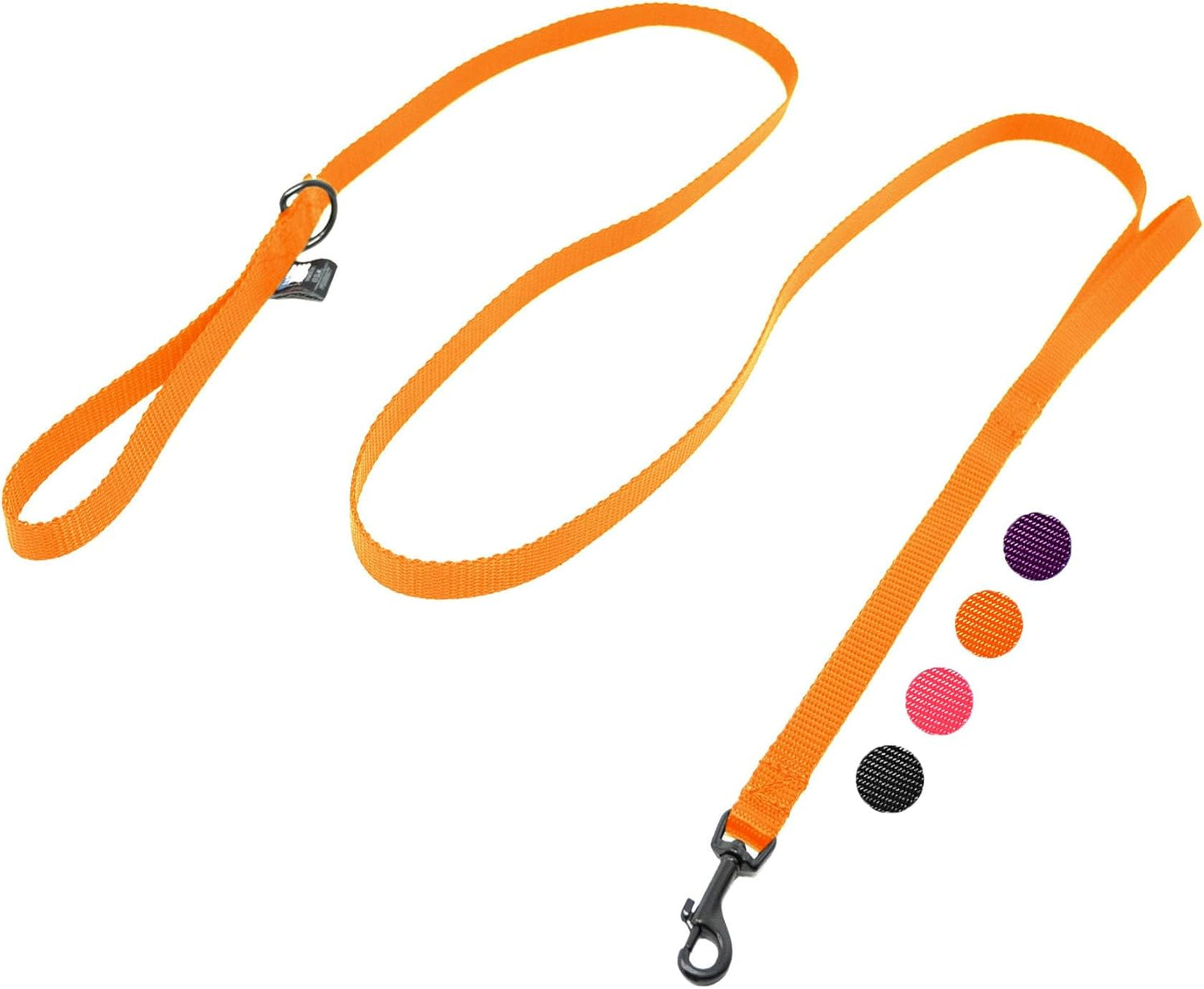 Dog Leash for Teacup Toy Minature and Small Dogs Primary & Traffic Handle The Bulk Multiple Sizes & Colors 5/8” Width Nylon Proudly Made in The USA (Hot Orange, 8 Foot)