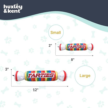 Huxley & Kent Funny Dog Toy w/Squeaker – Power Plush Squeaky Dog Toys for Small, Medium & Large Dogs – Soft Stuffed Animal for Indoor Play & Fetch - Farties, Small