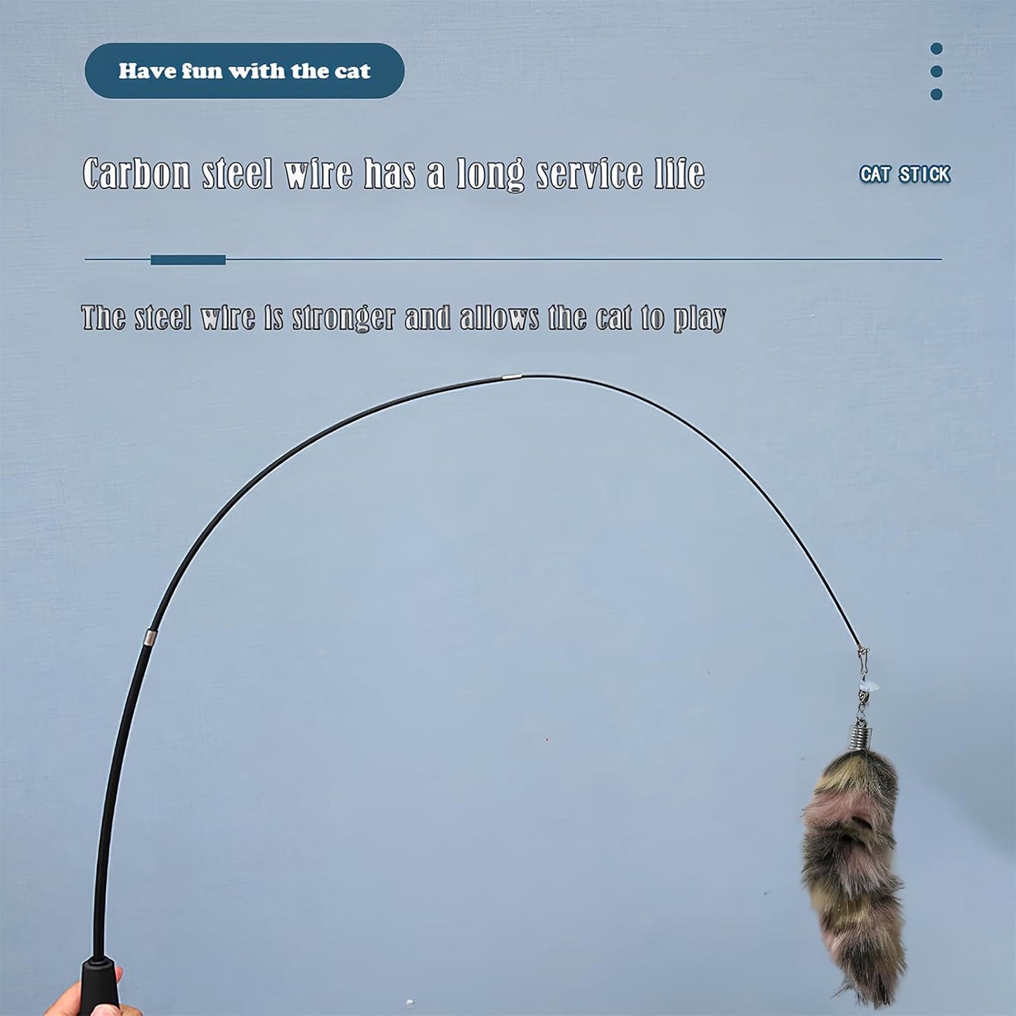 Interactive Cat Wand Toy with Cat Dancer, Retractable Feather Fox Tail Teaser for Indoor Cats, Enrichment Play Kittens to Senior Cats (Soft Pink)