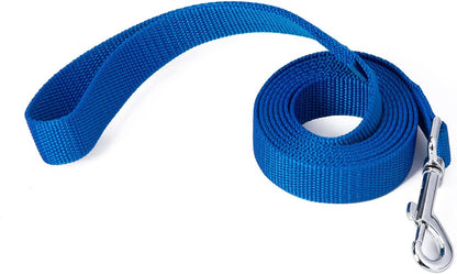 Strong Durable Nylon Dog Training Leash, 1 Inch Wide Traction Rope, 6 ft 10ft 15ft Long, for Small and Medium Dog (Blue, 6 Feet)