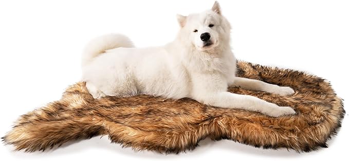 PupRug Orthopedic Dog Bed for Large Dogs with Fluffy Soft Faux Fur and Memory Foam for Joint Pain Relief, Machine Washable and Waterproof Couch Bed, Sable Tan, Large/Extra Large