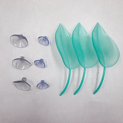 3 Pack Plastic Leaf Decorations with Suction Cups, Frog Habitat Platform, Reptile Decorations for Terrarium, Tank Terrarium Accessories for African Dwarf, Toad