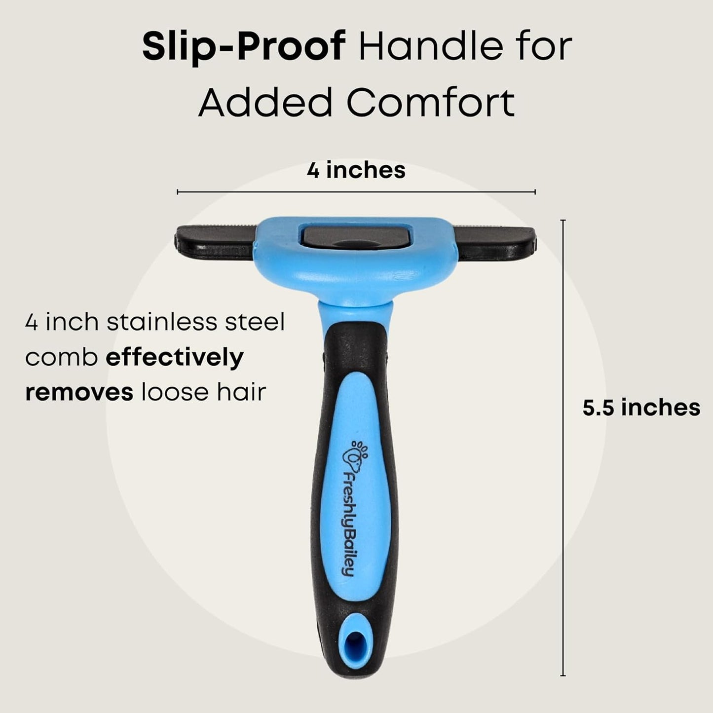 Freshly Bailey Deshedding Brush for Short Haired Dogs & Cats - Cat and Dog Brush for Shedding Short Hair - Highly Effective Deshedder Grooming Comb