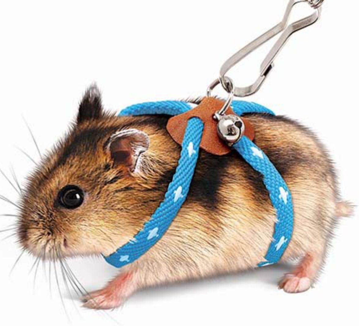 Hamster Harness,Adjustable Harness Vest Leash Hamster Chest Straps with a Small Bell Rat Mouse Squirrel Sugar Glider Small Animal (Pink)