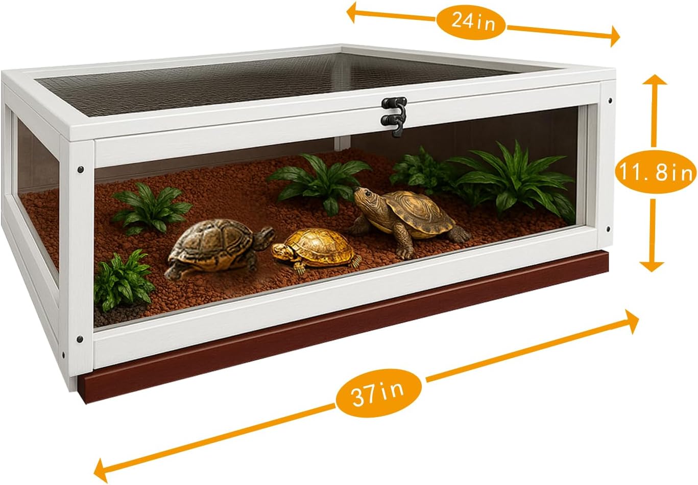 Tortoise Habitat Indoor,Outdoor Reptile Enclosure,Wooden Tortoise House Outdoor,Tortoises Enclosure Indoor (White+red)