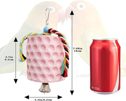 Bird Beak Grinding Stone, Parrot Chew Toys with Bells, Bird Toys, Cage Accessories for African Grey, Amazon Parrots, Budgies, Cockatiels, Lovebirds, Conures, Quakers, Small to Medium Birds