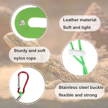 ADOGGYGO Christmas Bearded Dragon Santa Hat Scarf Lizard Leash Harness Set - Lizard Xmas Costume Scarf and Hat + 3 Pack Bearded Dragon Harness Leash for Reptile