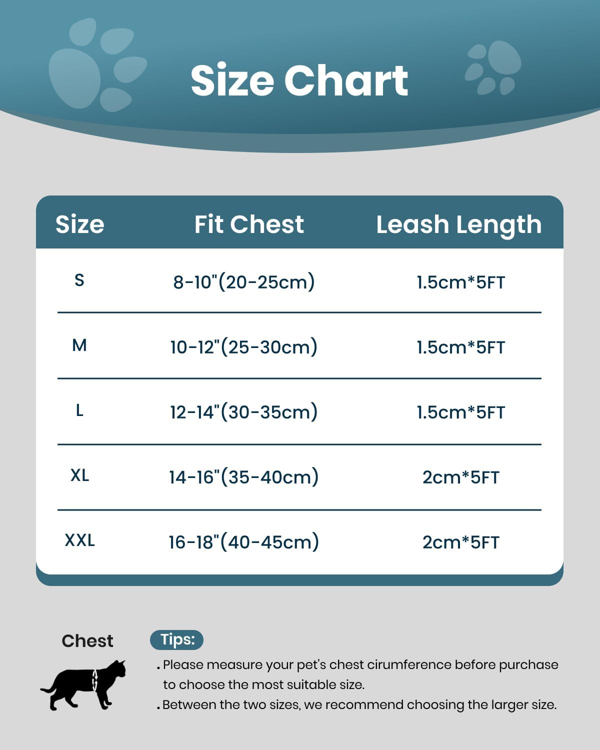 FAYOGOO Cat Harness, Cat Leash and Harness Set for Walking Escape Proof, Harness for Small Cats/Small Dogs, Large Kitten/Puppy Harness and Leash, Harness for Cats S-XXL(Tranquil Teal, X-Large)