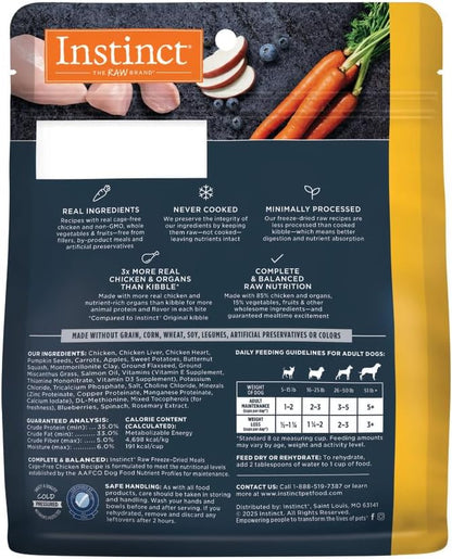 Instinct Freeze Dried Raw Meals, Natural Dry Dog Food, Grain Free - Cage Free Chicken, 3 oz. Bag