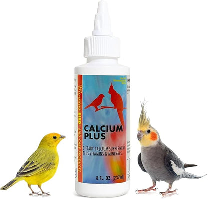 Morning Bird Calcium Plus Liquid for Birds – Bird Vitamins for Strong Eggshells, Healthy Bones, and Baby Bird to Support Growth, Breeding, and Wellness for All Birds 8 Fl Oz