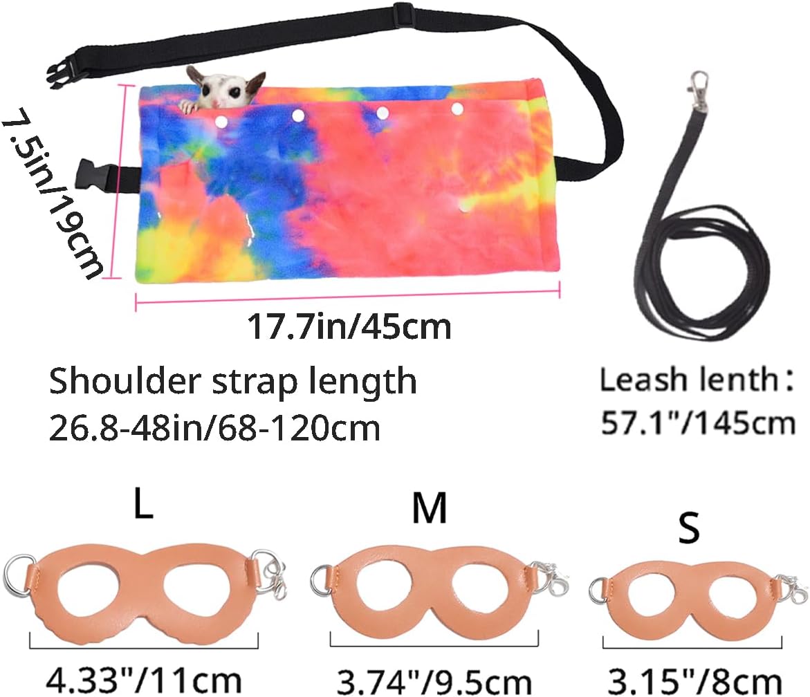 MANON ROSA Sugar Glider Pouch - Small Animal Carrier Bag with Harness Set for Bonding Sling for Reptile Pets Bearded Dragons Lizards Backpack Accessories for Outdoor Travel Walking Resting Pink