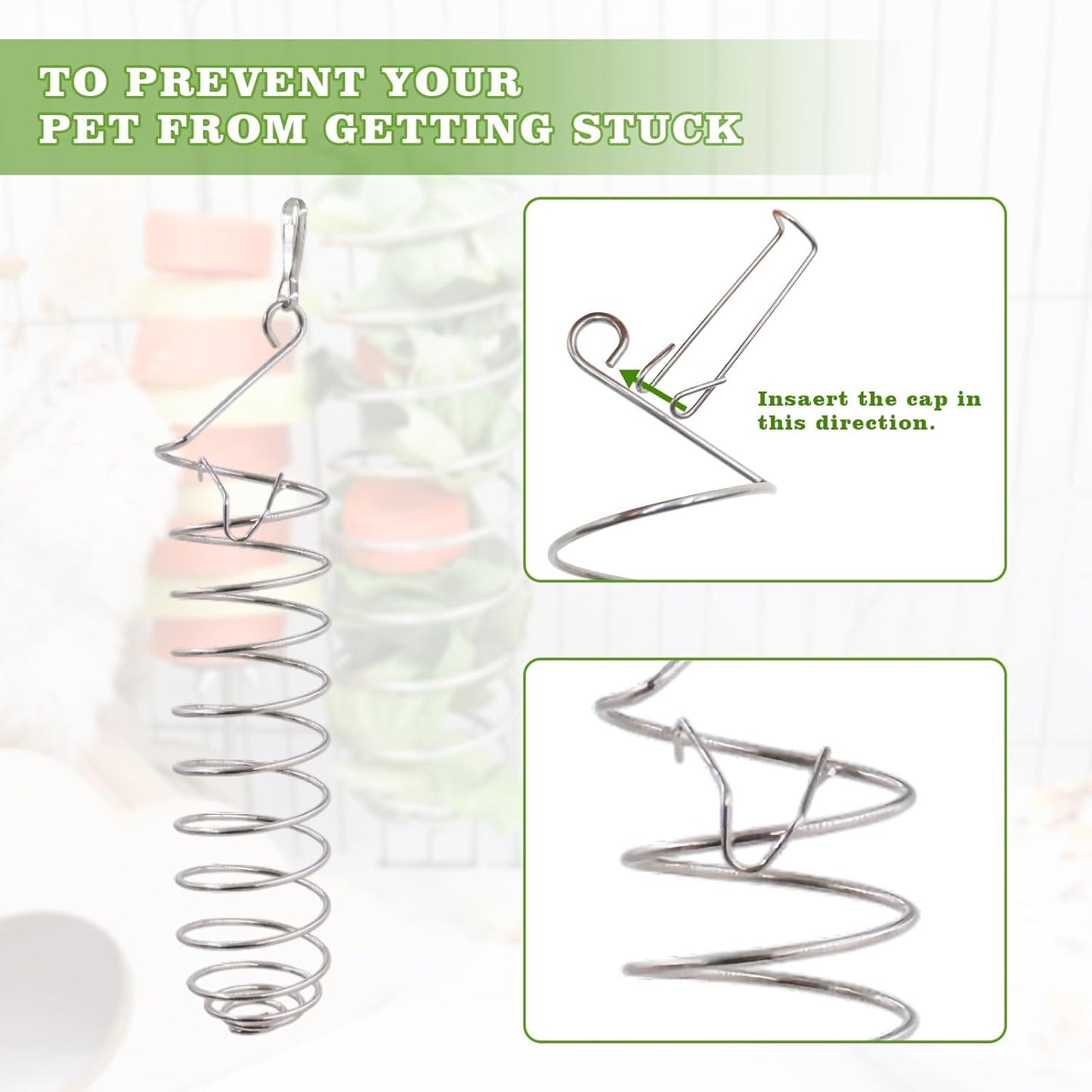 2 Pack Rat Feeding Accessories for Cage, Stainless Steel Fruit Fork and Spiral Vegetable Holder, Cage Accessories for Mouse, Hamster, Chinchilla, Rabbit and Other Small Animals