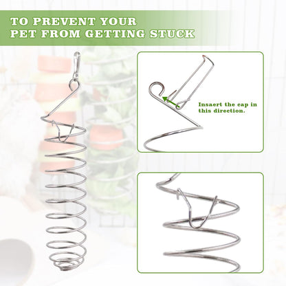 2 Pack Rat Feeding Accessories for Cage, Stainless Steel Fruit Fork and Spiral Vegetable Holder, Cage Accessories for Mouse, Hamster, Chinchilla, Rabbit and Other Small Animals