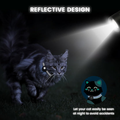 AirTag Cat Collar, Reflective GPS Tracker with AirTag Holder and Bell, Lightweight, Unisex, Black/Pink, Small Cats