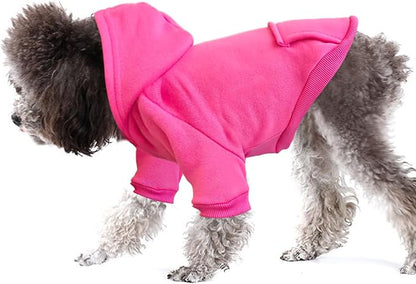 Jecikelon Winter Dog Hoodie Sweatshirts with Pockets Warm Dog Clothes for Small Dogs Chihuahua Coat Clothing Puppy Cat Custume (Rose red, Small)