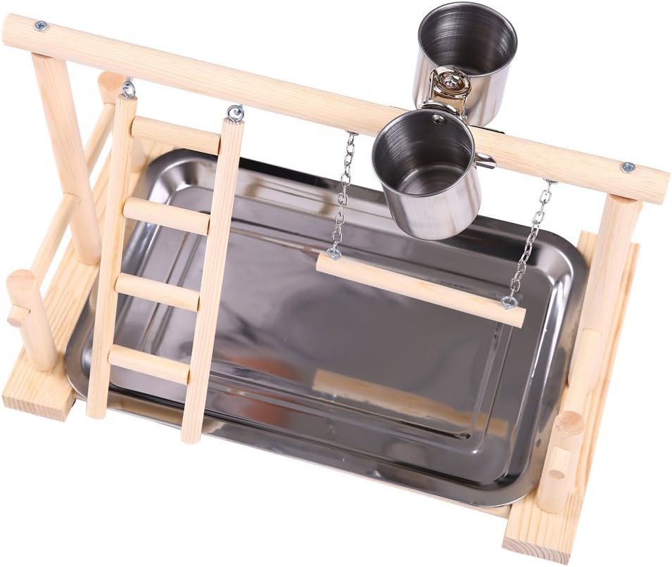 QBLEEV Bird Water Feeder Dishes Bird Bowl for Cage Coop Cups Parrot Food Hanging Pet Animal Stainless Steel Birdcage Bowls Feeding Perches Play Stand with Clamp