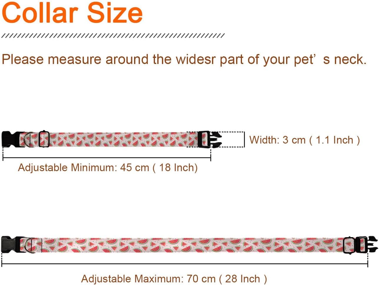 Red Watermelon Slice Fruit Dog Collar Cat Big Neck Collars Soft for Small Extra Large Heavy Duty Pet Dogs