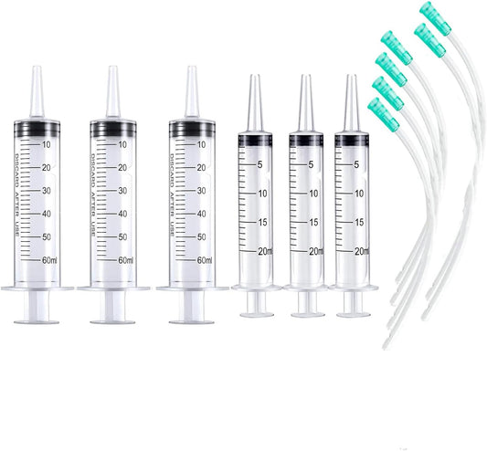 Baby Bird Feeding Syringe Set, Pet Parrot Milk Feeding Syringe with Tubes, Parrot Feeding Tubes Measuring Tools for Feeding Pets Scientific Industrial Labs… (20ml+60ml)