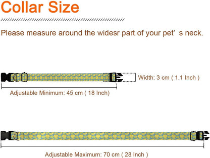 Yellow Green Lemon Slice Fruit Pet Collar Cat Dog Neck Strap Quick Release Buckle Adjustable Female Male Puppy Corgi