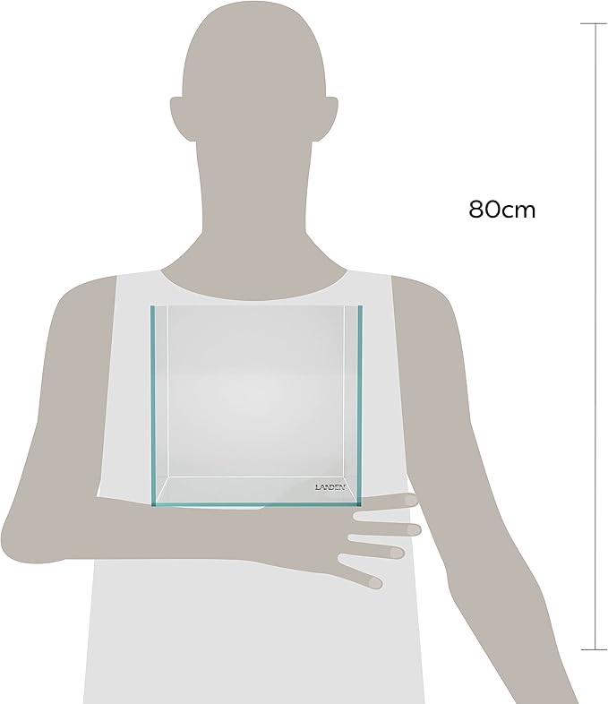 LANDEN 20C 2 Gallon Cube Rimless Low Iron Clear Aquarium Tank, All Glass Aquarium,Small Betta Fish Tank,W7.8×D7.8×H7.8 in(20x20x20cm) 5mm Thickness with Nano Foam Leveling Mat