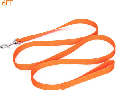 Strong Durable 6ft Nylon Dog Training Leash, 1 Inch Wide Traction Rope, for Small and Medium Dog (Orange, 6 Feet)