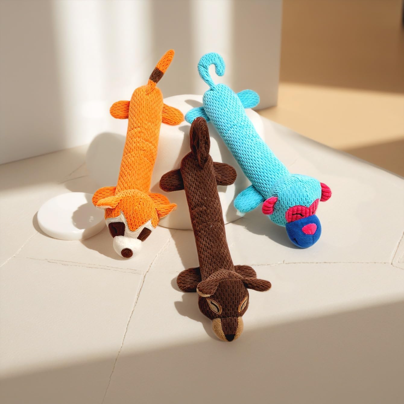 LOS ANDES Dog Squeaky Toys Standing Stick Animal Puppy Toy for Small,Medium Breeds Plush Pet Toys for Daily Companionship, Training Reward Gift